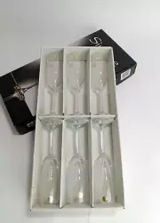 New Simone Fine Glassware Set of 6 Champagne Flute Saxony Crystal Made in Poland