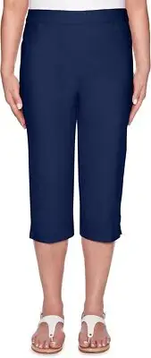 Alfred Dunner Womens Petite Allure Clam Digger Capri 12, Navy