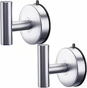 DGYB Large Suction Cup Hooks for Shower Set of 2 Brushed Nickel Towel Hooks for Bathrooms Stainless Steel Suction Shower Hooks for Inside Shower 15 Lb Removable Wall Hooks for Hanging Heavy Duty