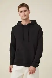 Cotton On Essential Fleece Pullover Hoodie, Black, XL