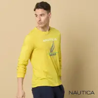 在飛比找momo購物網優惠-【NAUTICA】男裝 品牌LOGO印花長袖T恤(黃)