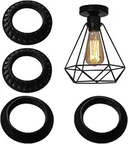 Lamp Shades, Light Sockets Shade Rings, 4pcs E27 E26 Lamp Shade Collar Ring, Black Base Screw Rings Replacement for DIY Light Fixtures, Table Lamp, Lamp Holder Fixing Ring, Lamp Shade Adapter