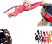Tail Wind Monkey Squad, Adorable Hanging Wind-Braving Monkey Plush Animal, Fun Auto Decor Accessory (25.5in,Pink)