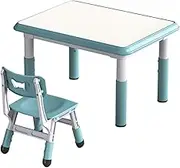 Kids Desk and Chair Set, Adjustable Height Children Study Table and Chair, School and Home Learning Tools That Can Draw Pictures in The Desktop (Color : Blue)