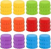 Binxus 36Pcs Bottle Caps Silicone Rubber Bottle Caps, Reusable Bottle Caps Bottle Caps for Glass Bottles 6Colors Beer Bottle Caps Ber Bottle Caps for Home Brewing Soda Bottle Caps (Multicolor)