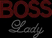 Rhinestone Bling Sparkle Iron On Transfer DIY Boss Lady Red White Sparkle