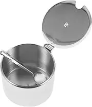 LAPYAPPE Non Magnetic Stainless Steel Sugar Jar with Multi Purpose Seasoning Container for Kitchen Use Elegant Design Convenient Scoop Included for Sugar and Condiments