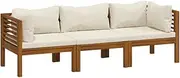 vidaXL Bamboo Garden Lounge Set - 4 Piece Outdoor Furniture Set with Dark Grey Cushions, Sofa, Footstool & Table, Modular Design, Sturdy and Lightweight