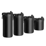4PCS Camera case Lens Pouch Set Lens Case Small Medium Large and Extra Large For DSLR Camera Lens Bag Pouch Shockproof black