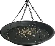 12.8" Homes Garden Platform Bird Feeder, Large Hanging Tray Squirrel Feeder, Bird Seed Catcher Tray, Bird Viewing, for Attracting Birds Outdoors, Backyard, Large Capacity, Black