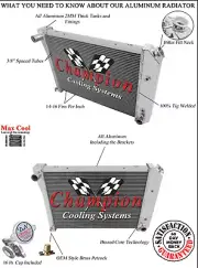 3 Row Performance Champion Radiator for 1973 1974 Chevrolet Nova V8 Engine