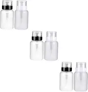 Healeved 6 Pcs Squeeze Bottle Clear Fingernail Polish Water Bottles Pumping Bottle Make up Brush Cleaner Push Down Pump Pump Bottles Empty Pump Bottles