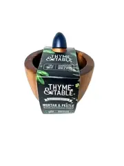 Thyme & Table Mortar & Pestle Acacia Wood Crush & Grind Herbs & Spices NEW_AS