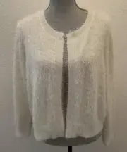 Saks Fifth Avenue Open Cardigan Sweater Ivory Off White Medium M New NWT Soft