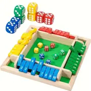 Shut The Box Dice Game 4 Players,8 Dice Games,Wooden Board Game,Educational Dice Game for Family Party Pub Bar Board Game