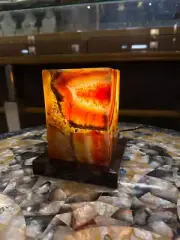 Handmade Agate Stone Top Lamp, Gemstone Table Lamp for Elegant Housewarming Gift