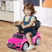 Costway3-in-1 Ride on Push Car with Adjustable Canopy and Steering Push Bar-Pink