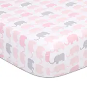 The Peanutshell 135cm Cotton Sweet Peanut Fitted Sheet Bedding Cover Elephant