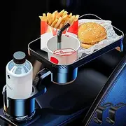 Car Dual Cup Holder Expander with 360° Rotating Tray, 3-in-1 Multifunctional Vehicle Double Water Cup Organiser Extender with Adjustable Base, Automotive Adapter for Snack Bottles Cups Drinks Phone