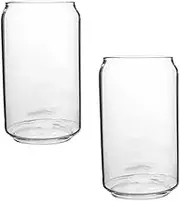Cabilock 2Pcs Transparent Heat Resistant Glass Cups Can Shaped Beverage Mugs for Juices Beer and More Portable Drinkware for Parties and Events