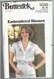 Butterick Sewing Pattern 5525 Women's Embroidered Blouse Shirt Uncut NEW SIze 16