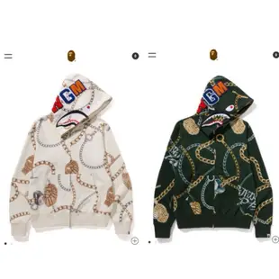 日本A BATHING APE® BAPE Jewels Shark Full Zip Hoodie連帽外套 鎖鏈設計