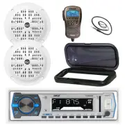 Pyle Marine Bluetooth Receiver, Cover, 2x 4'' Speaker, Wireless Handset, Antenna