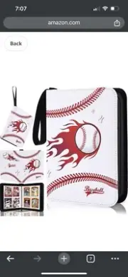 New! Binder For Baseball Trading Cards Holds 480 Zip Closure Plastic Sleeves
