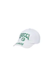 Gucci Logo Patch College Baseball Cap White