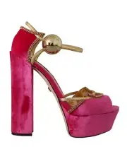 Dolce & Gabbana Dolce Gabbana Platform Sandals Velvet Gold - Pink -Size 39.5