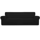 Dyiom Sofa Couch Cover Stretch 4-Seater with Elastic Bottom in Black 1-Piece