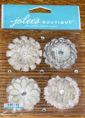 RARE Jolees Crepe VINTAGE PAPER FLOWERS Wedding Card Making 3D Scrapbook Sticker