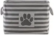 Pet Storage Collection Striped Paw Patch Bin, Medium Rectangle, Gray