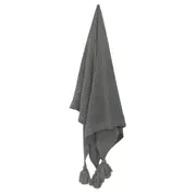 Maine & Crawford Hania 152x127cm Chunky Knit Throw Sofa Blanket w/ Tassels Stone