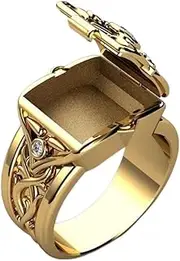 [Gixaxak] Golden Cross Pattern Man Zircon Ring Mens Rings Stainless Steel Square Signet Rings Mens Rings Signet Rings for Men 14K Gold Plated Rings Gold Rings Iced Out Rings