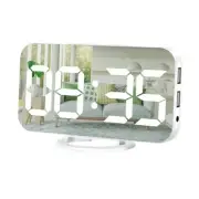 Digital Alarm Clock,Large Display LED And Mirror Desk Clock With Dual USB