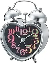 rimlex T-642CRM Analog Table Clock Heart Twin Bell Cynthia Silver