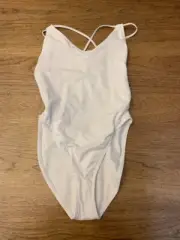 ASOS White SIZE US 2 Strappy Cross Back High Leg One Piece Swimsuit New