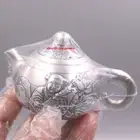 Solid 999 Fine Silver Tea Pot Wine Pot Healthy Handmade Fish Pattern Teapot