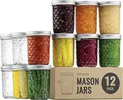 [YOZOTI] Wide Mouth Mason Jars 16oz, 12 Pack 16 oz Wide Mouth Mason Jars with Lids and Bands, Ideal for Jam, Honey, Wedding Favors, Shower Favors