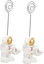 GOOHOCHY 2pcs Astronaut Photo Clip Holder Creative Resin Table Number Stand Multi Use Memo Clamp Cute Desktop Decoration for Events Parties and Office Display