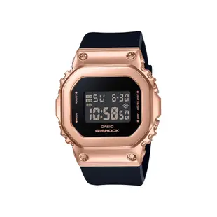 【CASIO 卡西歐】G-SHOCK 簡約金屬質感電子錶(玫瑰金x黑 GM-S5600PG-1)