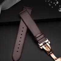 在飛比找蝦皮購物優惠-防水牛皮手表鏈蝴蝶扣配件男女代用天梭DW浪琴CK手錶配件手錶