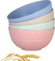 WANBY Lightweight Wheat Straw Cereal Bowls Unbreakable Dinner Dishes Bowl Set Dishwasher & Microwave Safe (4 Pack 26Oz)