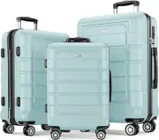 Luggage Sets Expandable PC+ABS Durable Suitcase Double Wheels TSA Lock Mint Gree