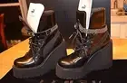 FENTY PUMA by RIHANNA Women SB Wedge black chain Boots Size 6 Slides bow NEW