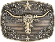 Flipslo Cowboy Belt Buckle for Men Longhorn Bull Belt Buckles Men Vintage Texas Belt Buckle for Men Women Cowgirl Belt Buckle