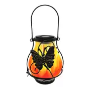 Waterproof LED Flame Lights Metal Solar Lantern Outdoor Hanging Lanterns -Butterfly Flame Lamp
