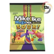 12x Bags Mike and Ike Mega Mix Sour 10 Assorted Flavors Chewy Candy | 5oz