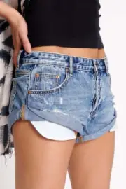 NEW OneTeaspoon ONE TEASPOON Womens Texas Blue Bandits Low Waist Denim Shorts
